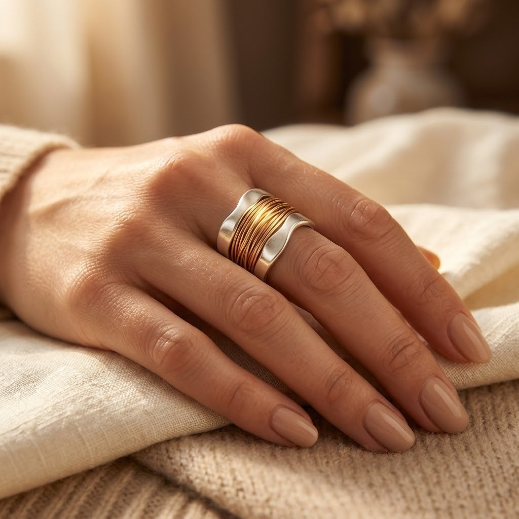 Silver and Gold Wrapped Ring