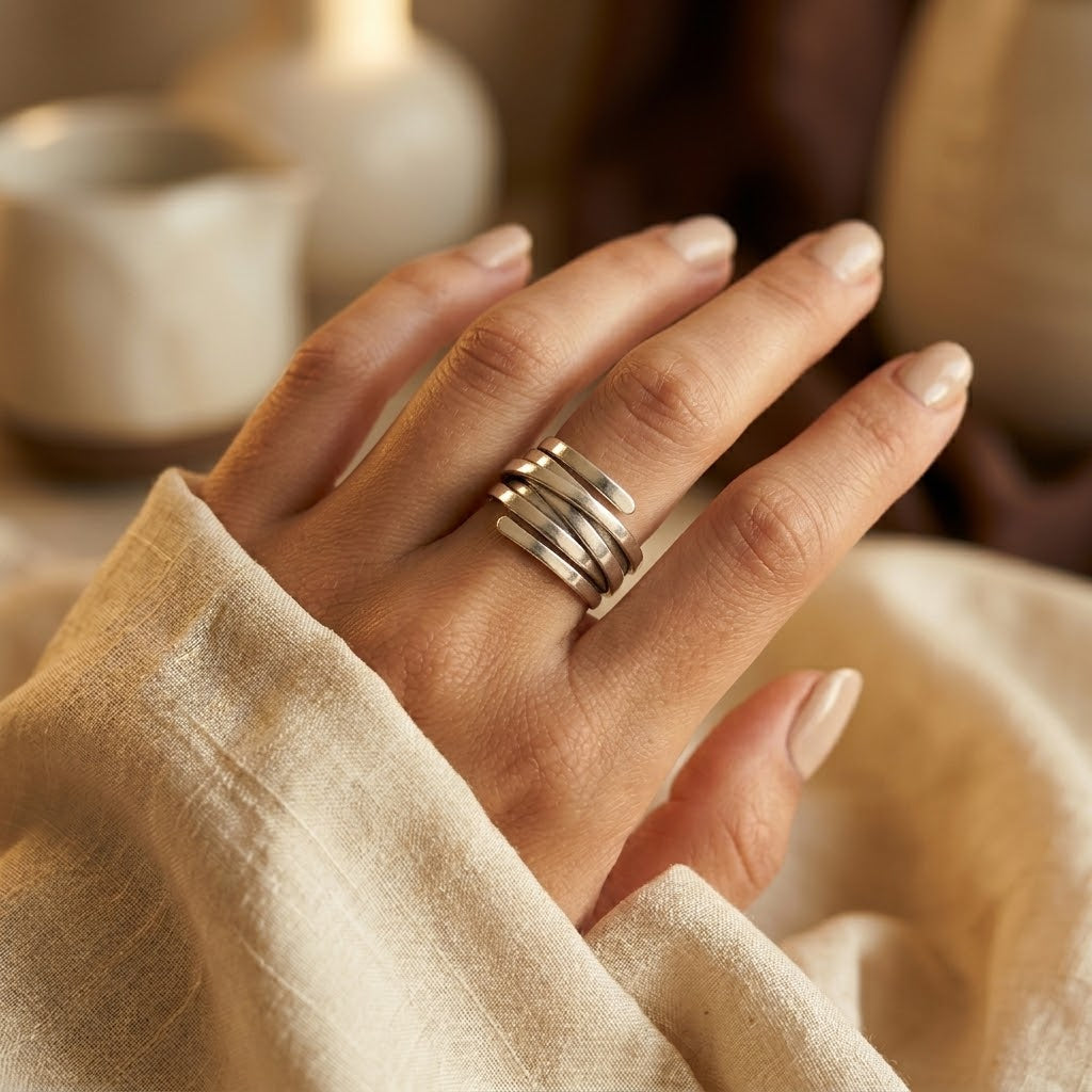 Silver Multi Band Wrap Ring