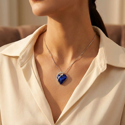 Silver Sapphire Heart Necklace