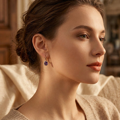 Gold Amethyst Crown Earrings